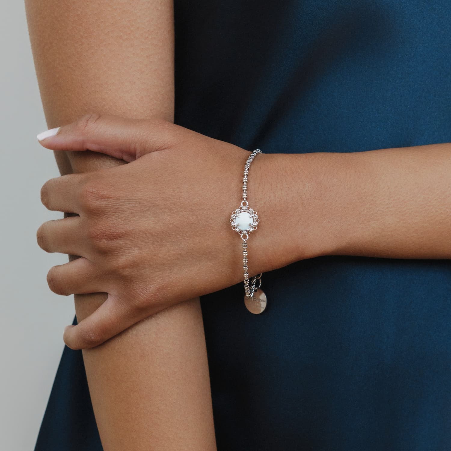 Gemma Bracelet in Silver with White Agate