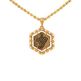 Hexagon Filary Pendant in Gold with Antique Bronze Grape Tile