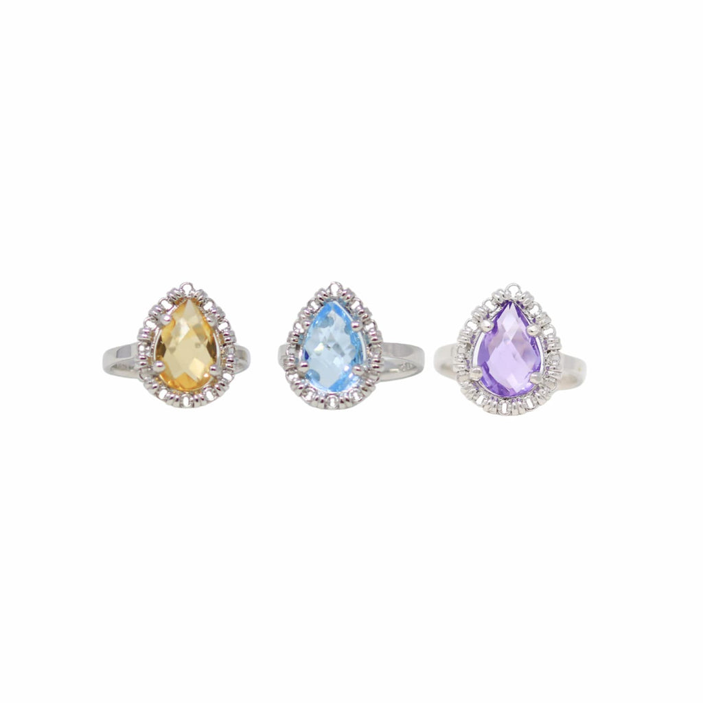 Drop Ring in Silver with Blue Topaz, Small