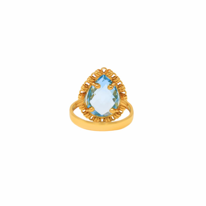 Drop Ring in Gold with Blue Topaz, Small