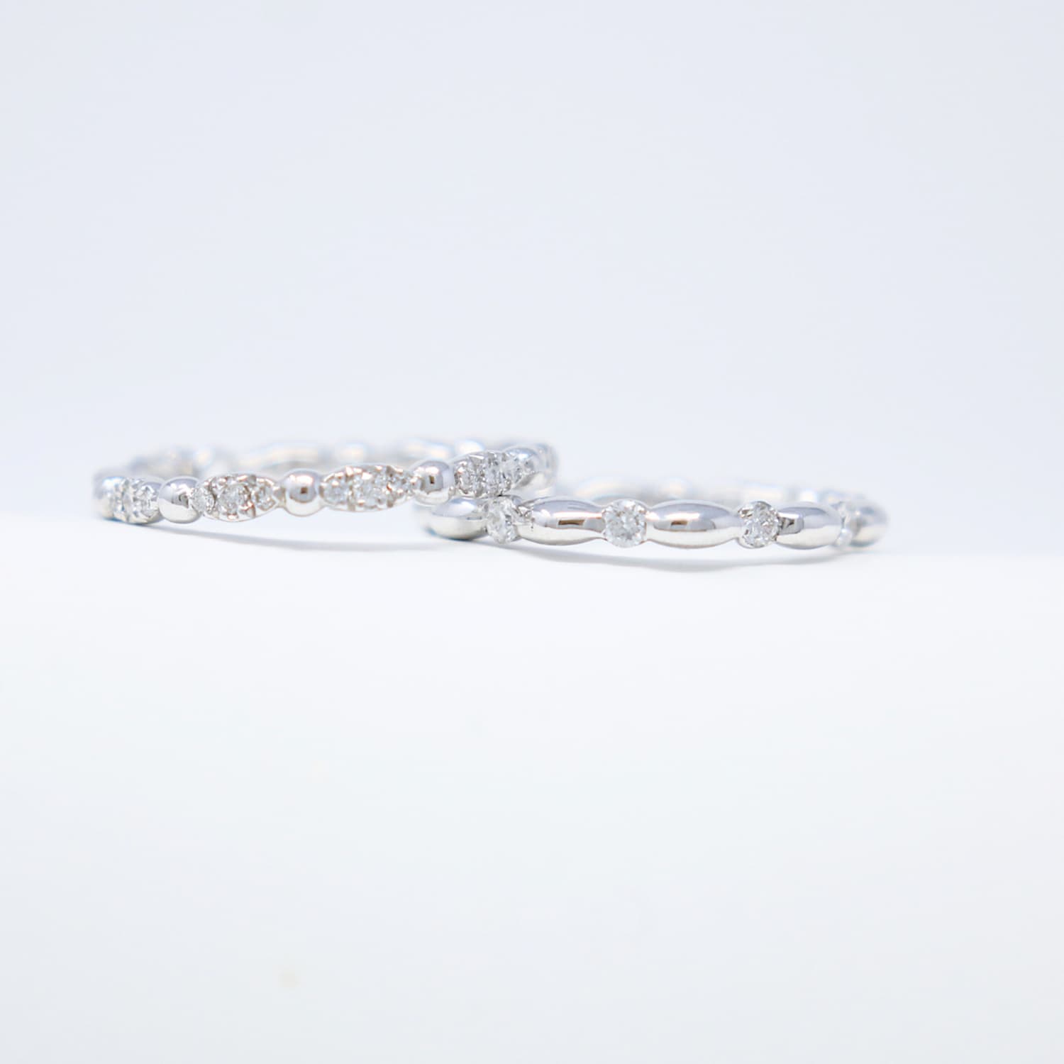 Whisper Ring in 14k White Gold with Diamond Clusters