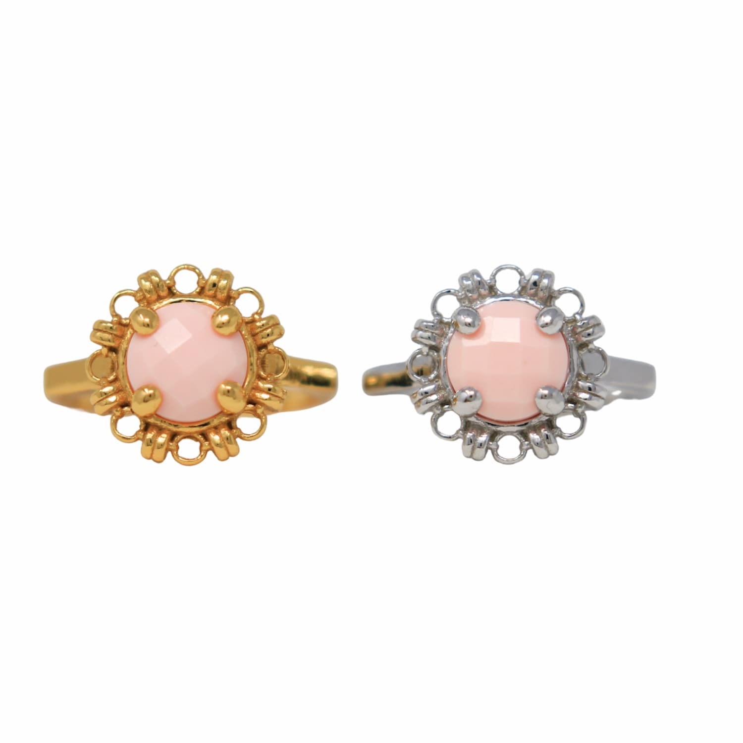 Gemma Ring in Silver with Pink Coral