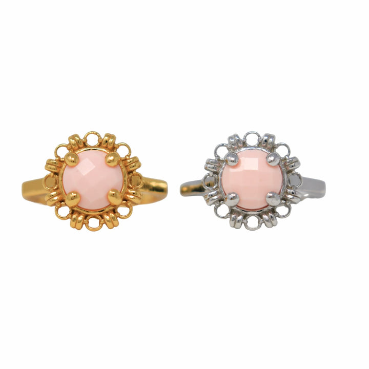 Gemma Ring in Silver with Pink Coral