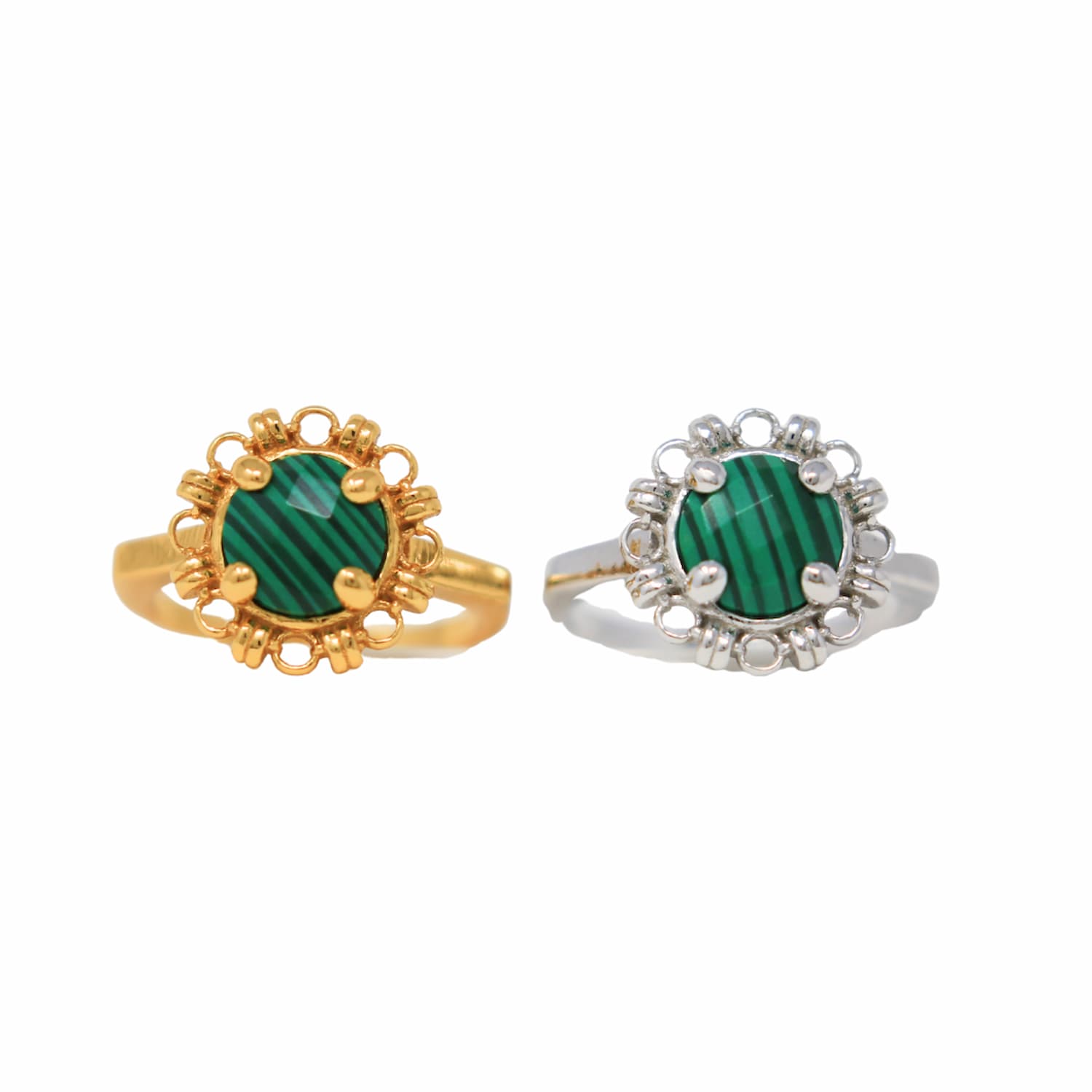 Gemma Ring in Gold with Malachite