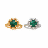 Gemma Ring in Silver with Malachite