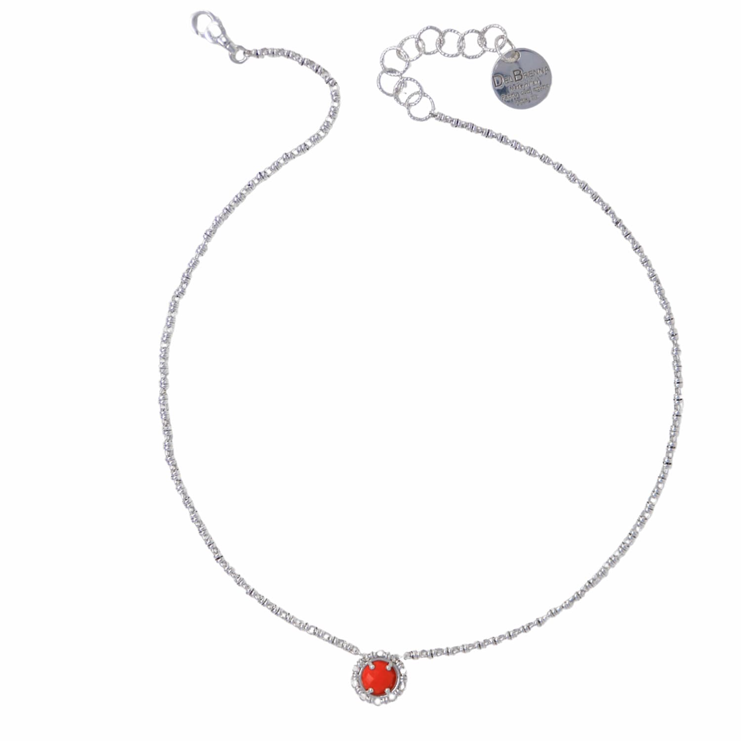 Gemma Necklace in Silver with Coral