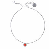 Gemma Necklace in Silver with Coral