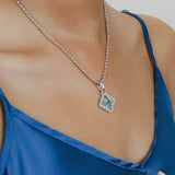 Quadra Pendant in Silver with Blue Topaz