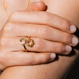 Deco Statement Ring in Gold With Pavé
