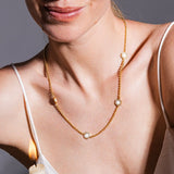 Deco Statement Necklace in Gold With Green, White & Pavé