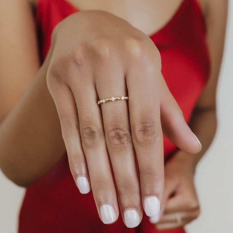 Whisper Ring in 14k Yellow Gold with Diamond Stations