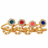 Deco Statement Ring in Gold With Green & Pavé
