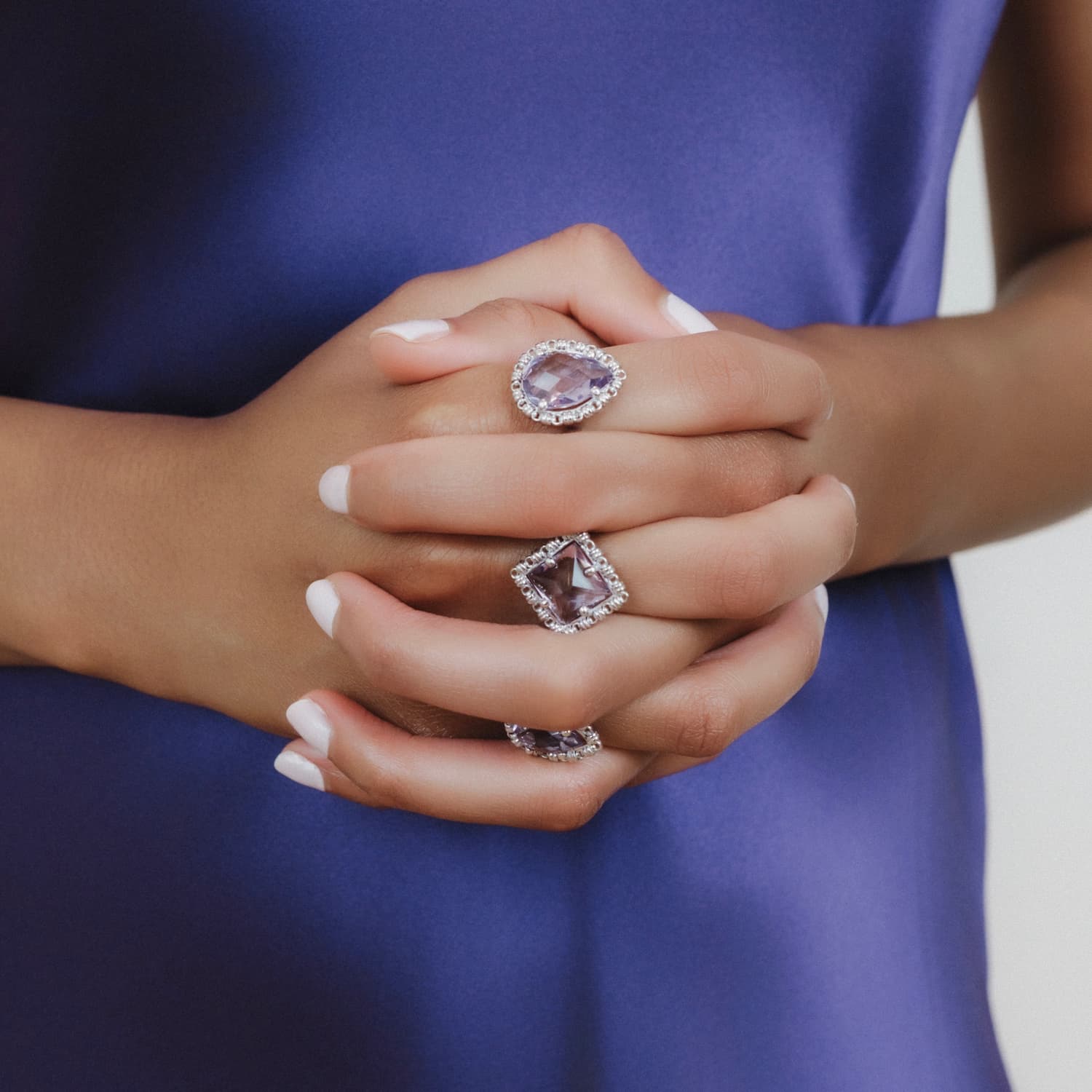 Quadra Ring in Silver with Amethyst
