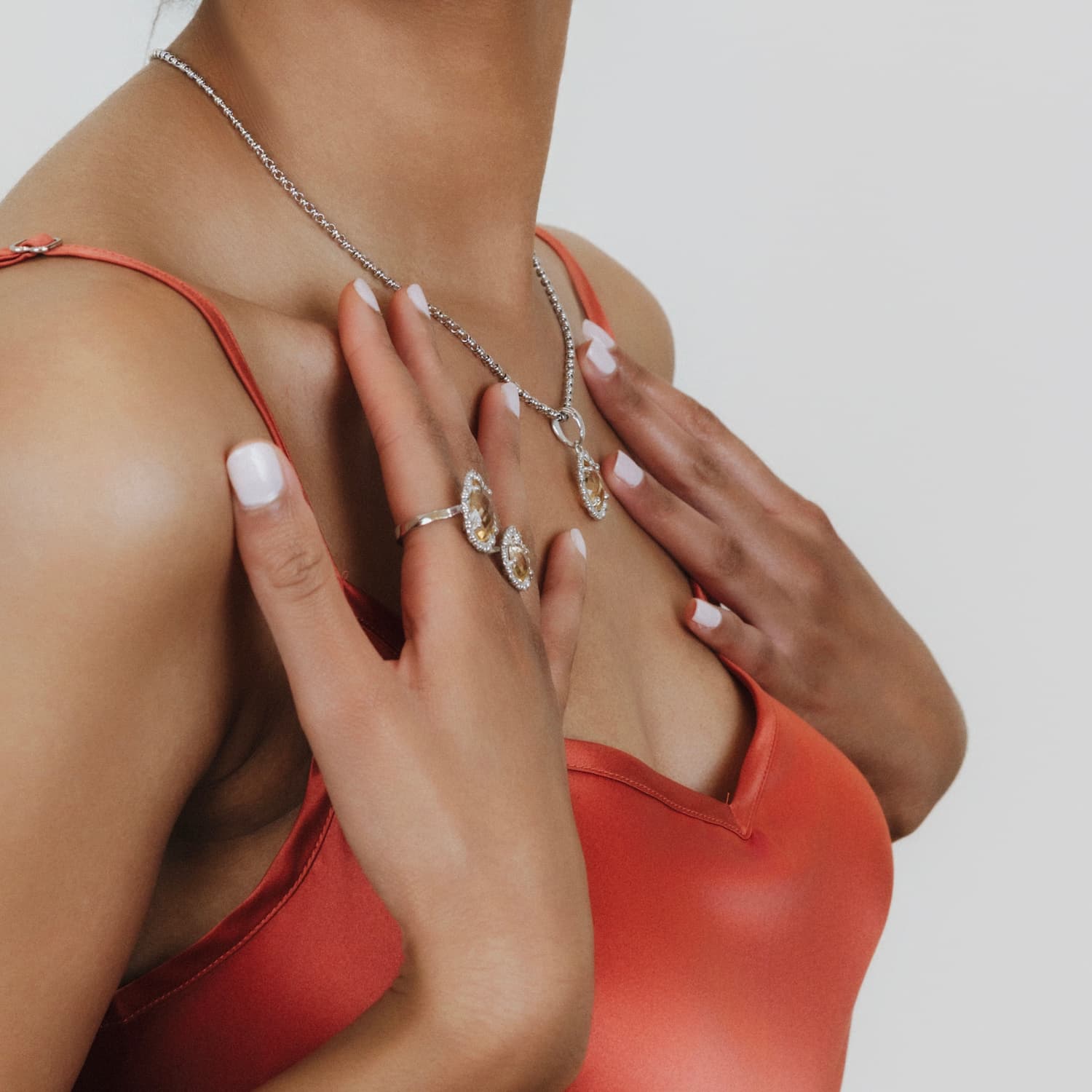 Drop Ring in Silver with Citrine, Small