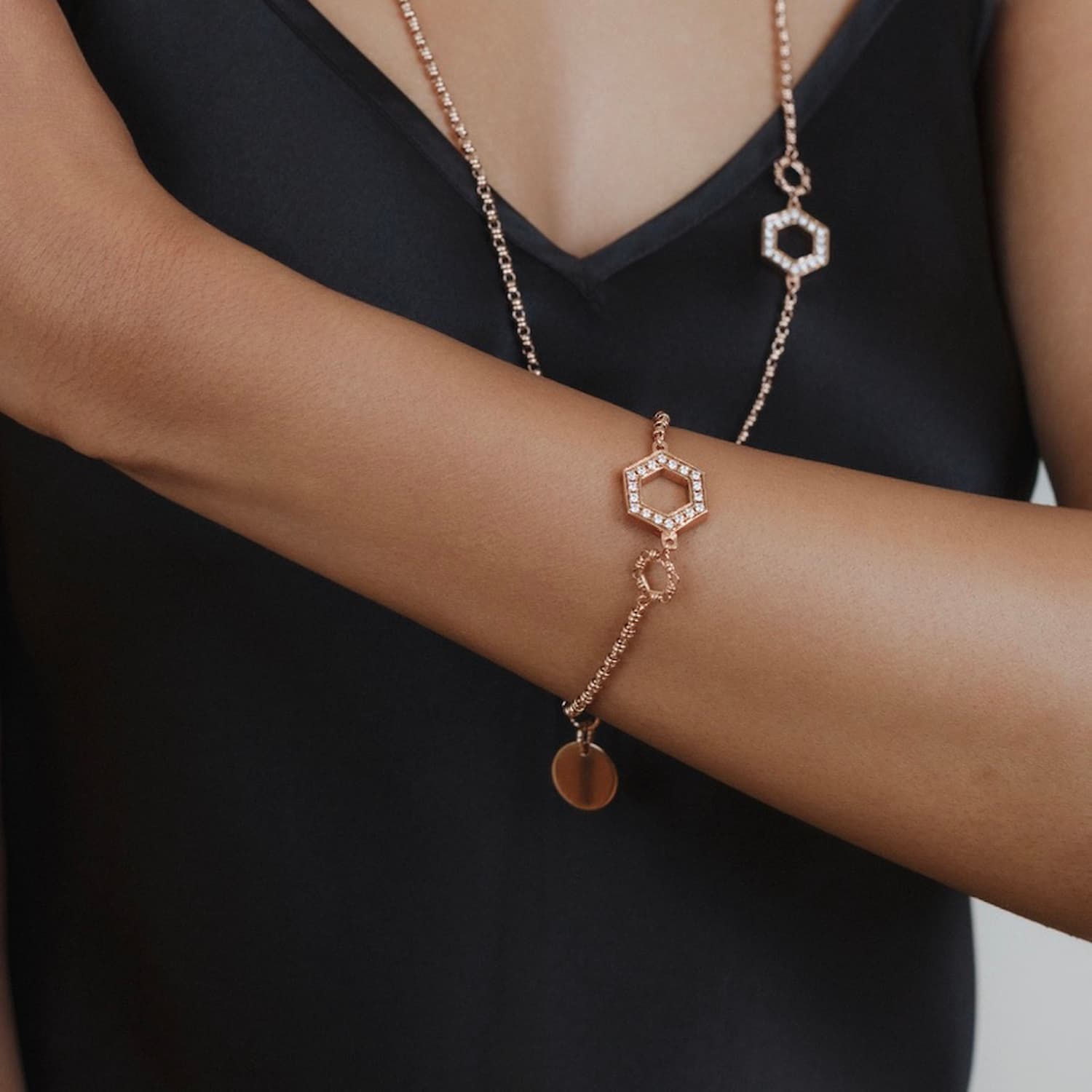 Super Deco Bracelet in Rose Gold with Pavé