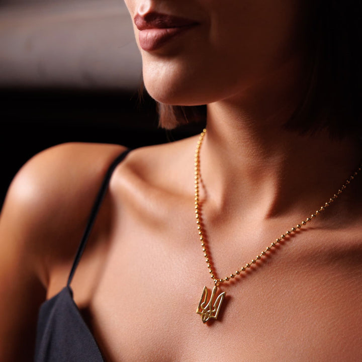 Trident Necklace in Gold