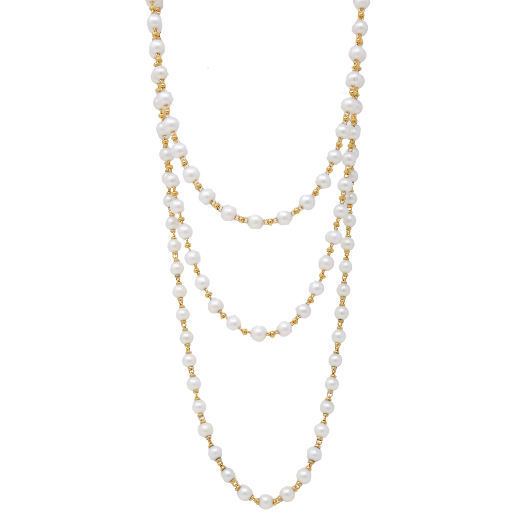 Bella Necklace with Pearls in Gold