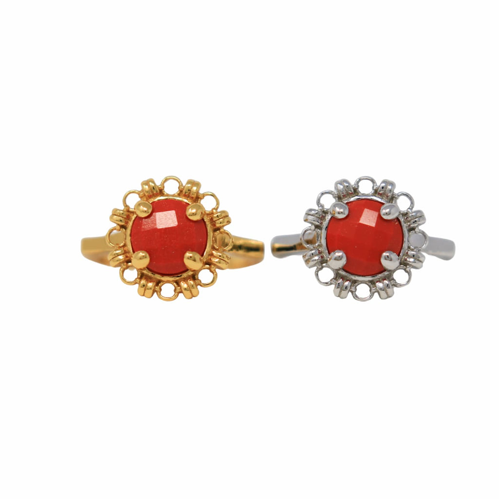 Gemma Ring in Silver with Coral