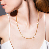 Deco Statement Necklace in Gold With Green, White & Pavé