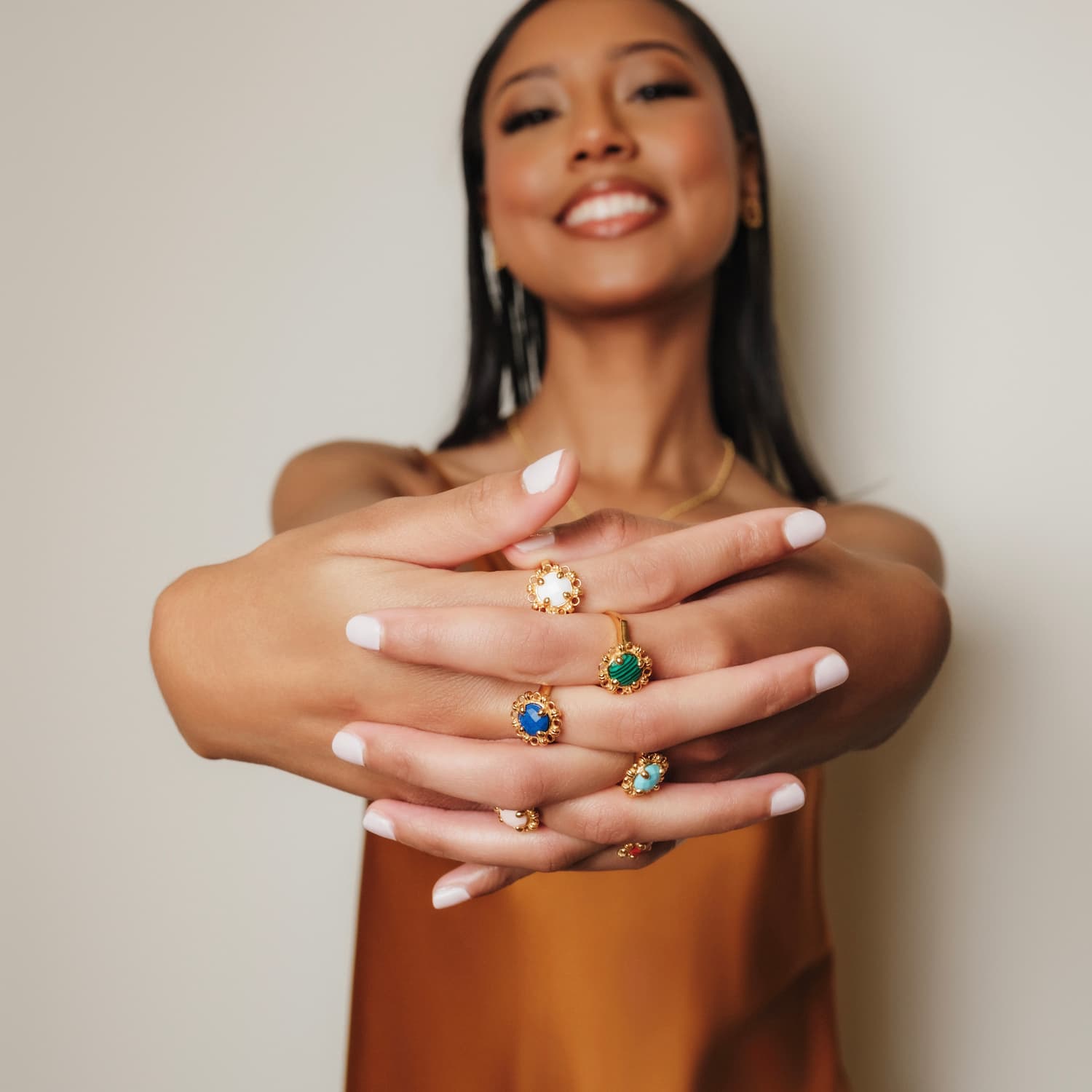 Gemma Ring in Gold with Coral