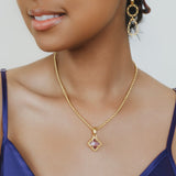 Quadra Pendant in Gold with Amethyst