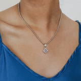 Quadra Pendant in Silver with Blue Topaz, Small