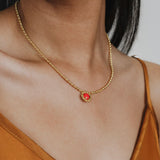 Gemma Necklace in Gold with Coral