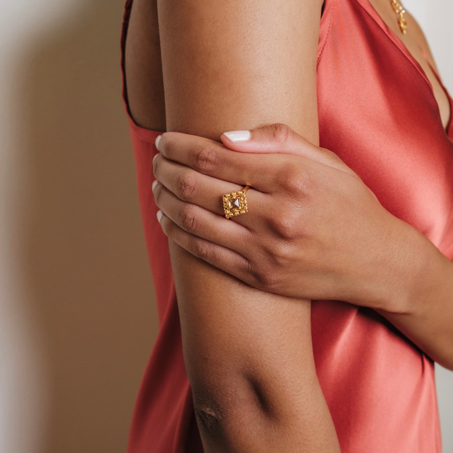Quadra Ring in Gold with Citrine, Small