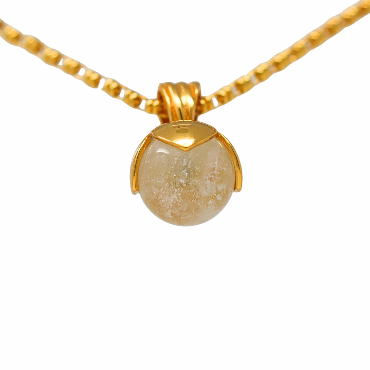 Magnolia Pendant in Gold with Crackle White Agate