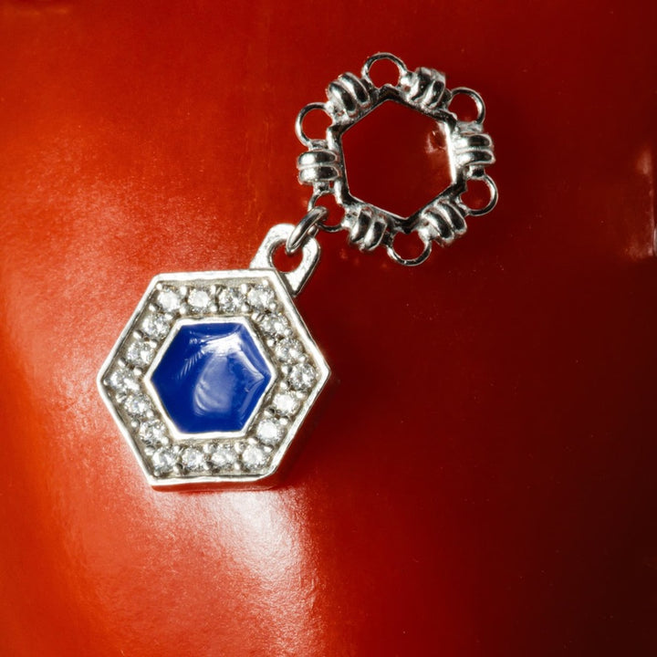 Deco Statement Earrings in Silver With Blue & Pavé