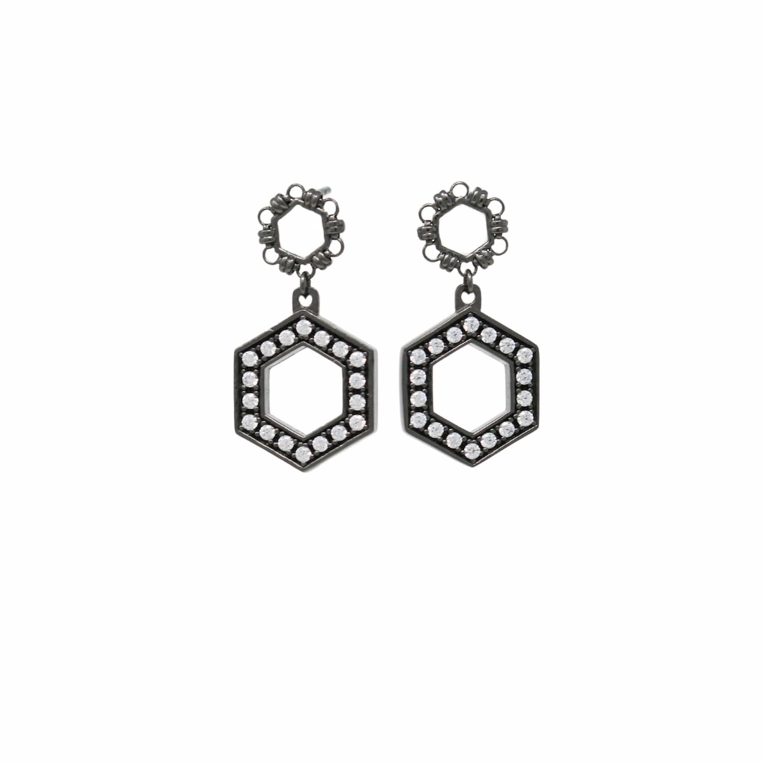 Super Deco Earrings in Black With Pavé