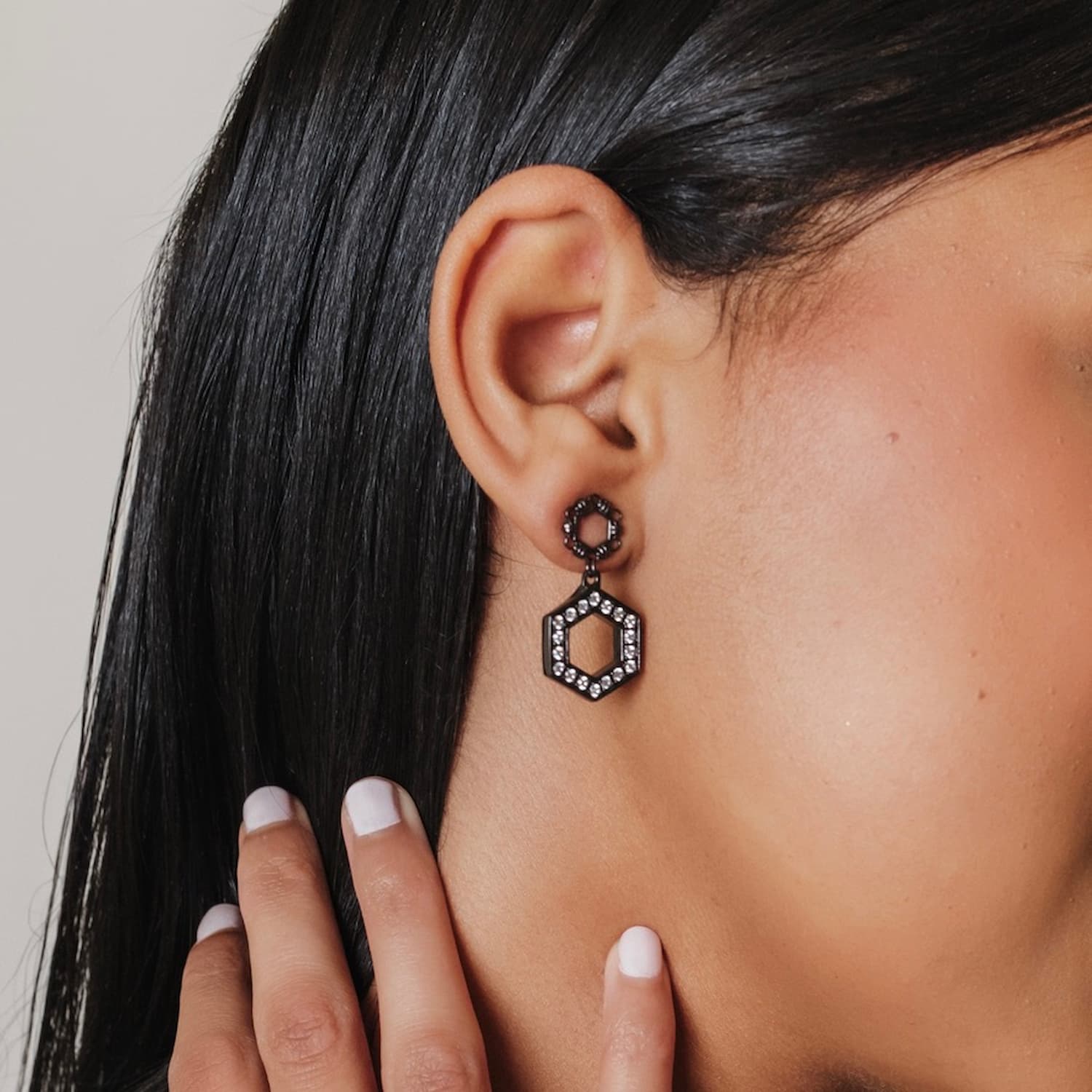 Super Deco Earrings in Black With Pavé