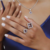 Quadra Ring in Silver with Amethyst, Small