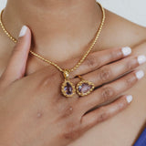 Drop Ring in Gold with Amethyst, Small