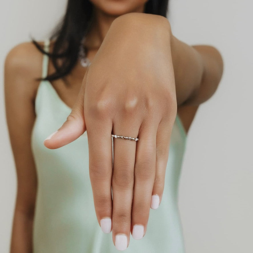 Whisper Ring in 14k White Gold with Diamond Stations