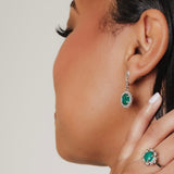 Gemma Earrings in Silver with Malachite