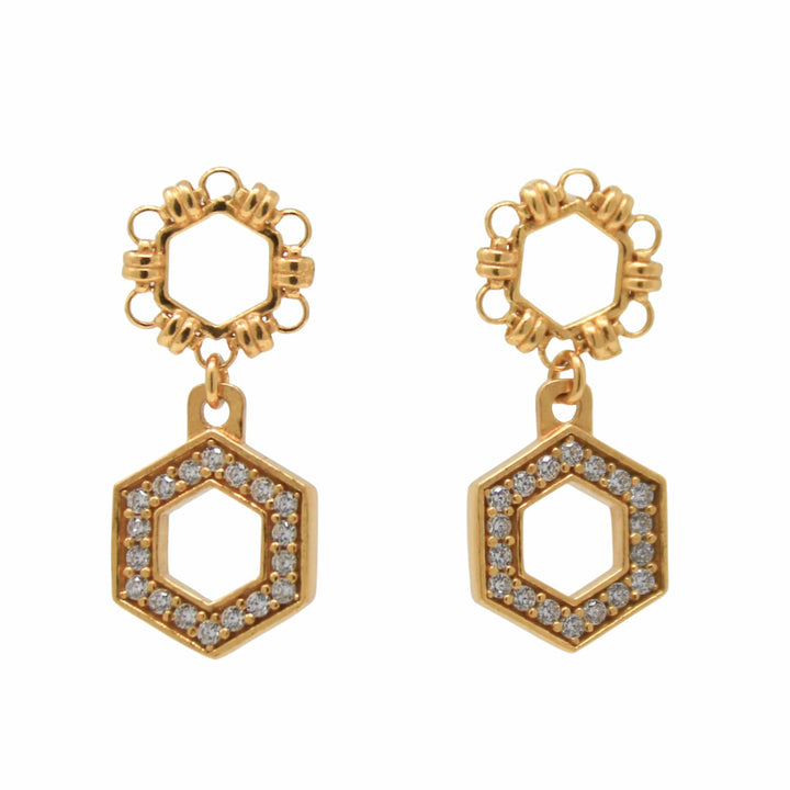 Deco Statement Earrings in Gold With Pavé