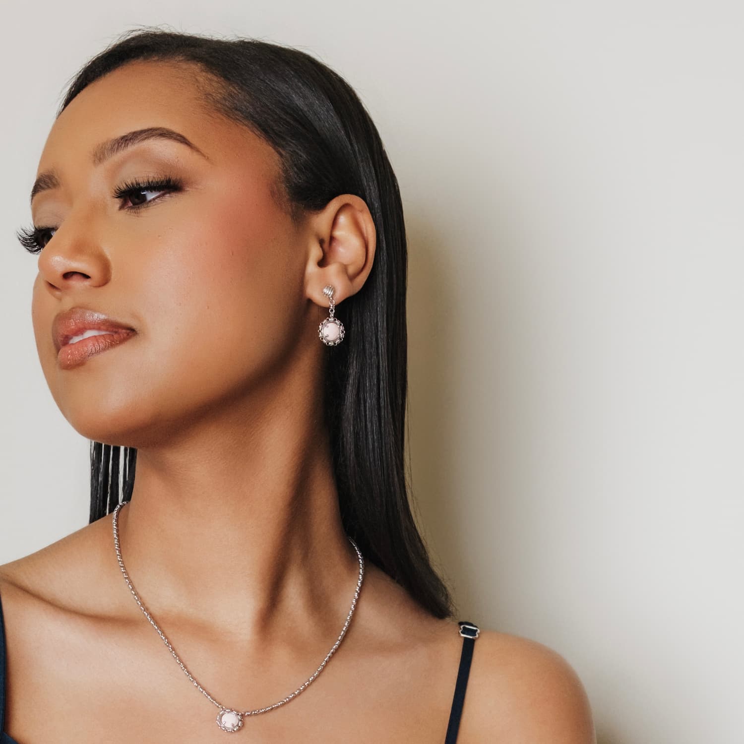 Gemma Earrings in Silver with Pink Coral