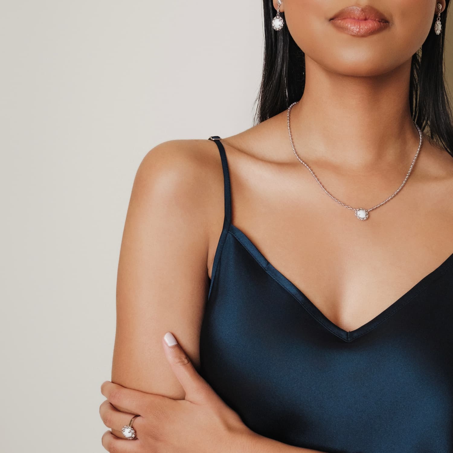 Gemma Ring in Silver with White Agate