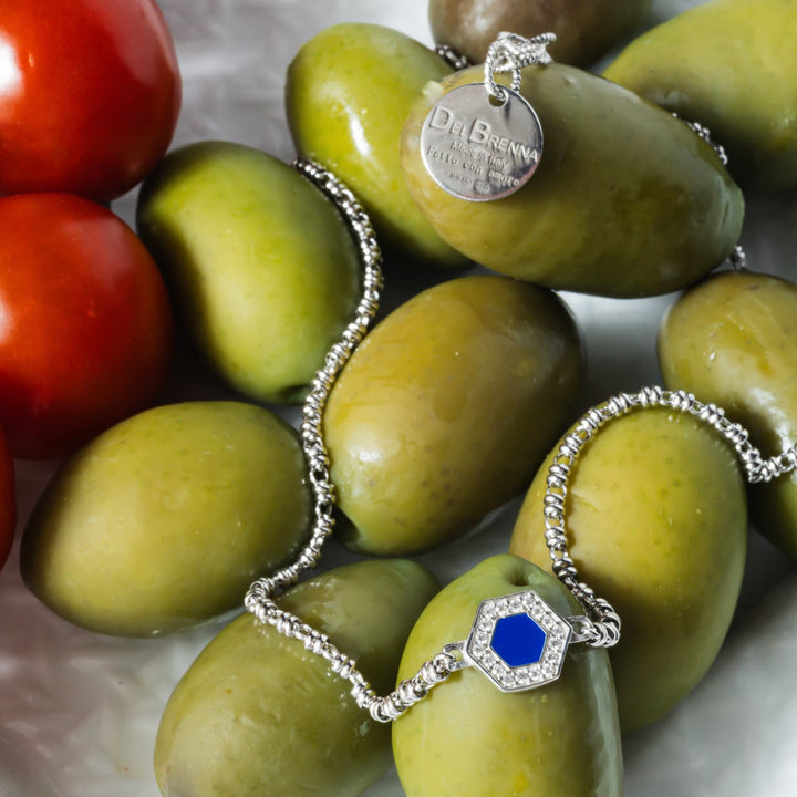 Deco Necklace in Silver With Blue, Turquoise & Pavé