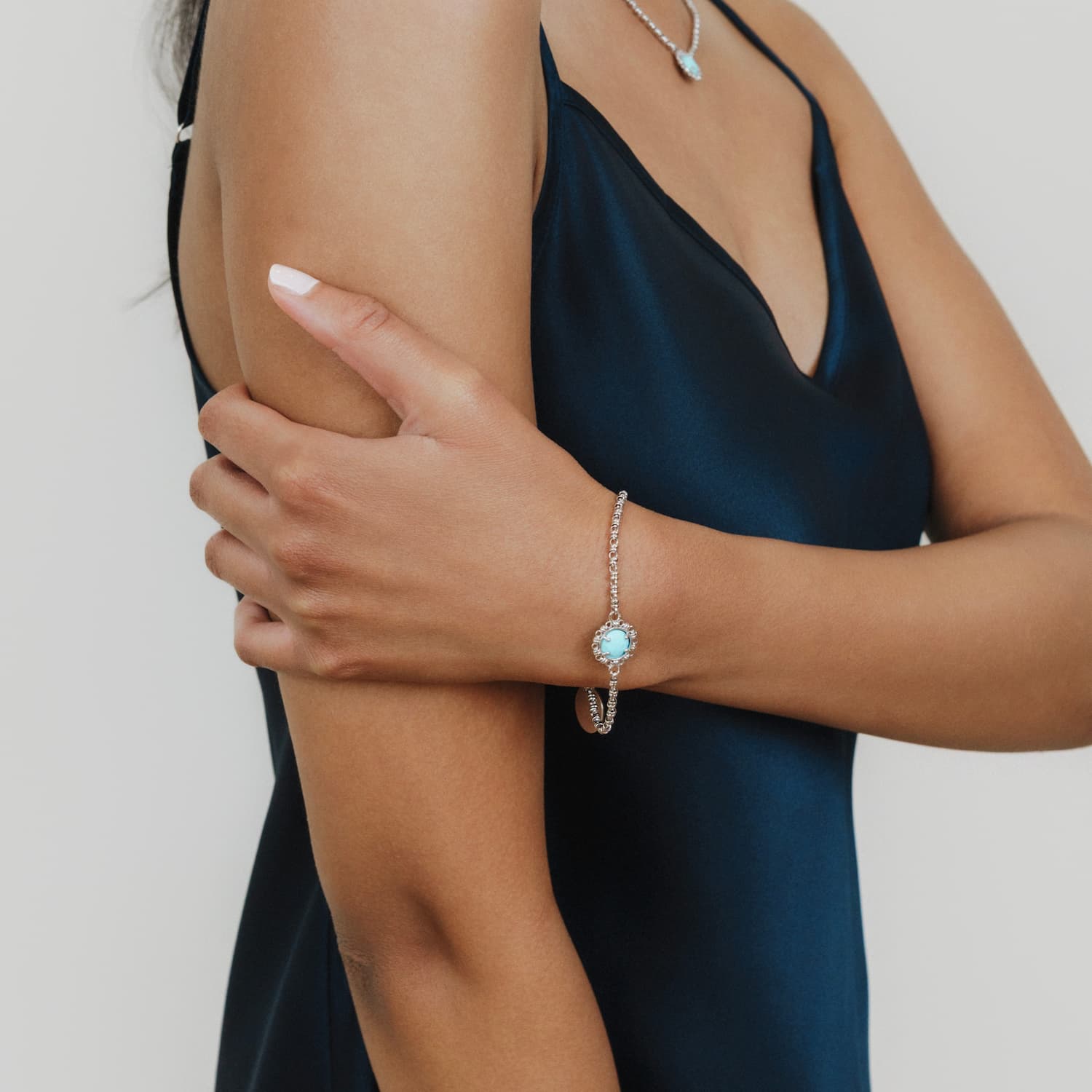 Gemma Bracelet in Silver with Turquoise