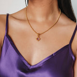 Quadra Pendant in Gold with Amethyst, Small
