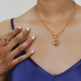 Quadra Ring in Gold with Amethyst