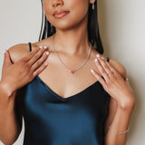 Gemma Necklace in Silver with Coral