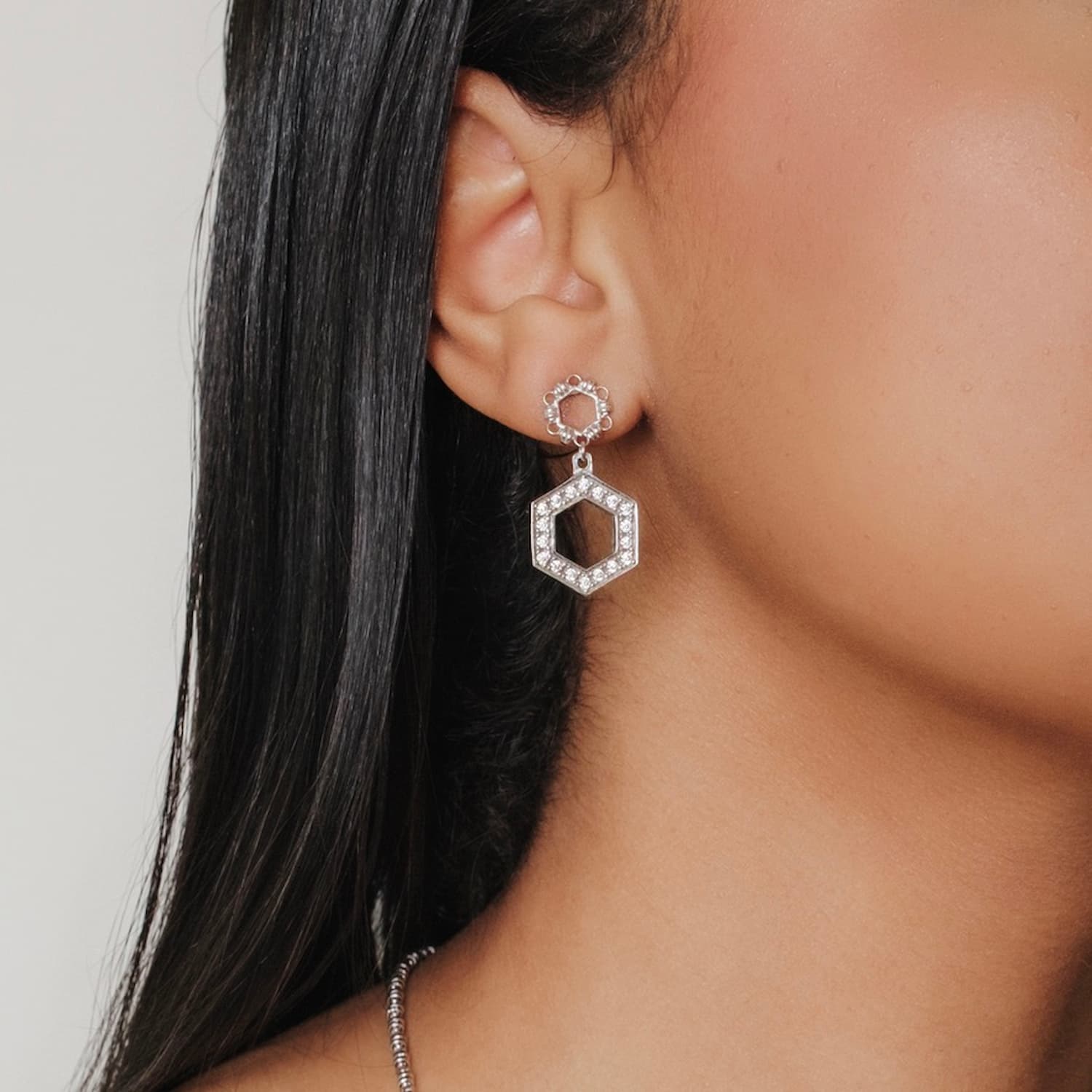 Super Deco Earrings in Silver With Pavé