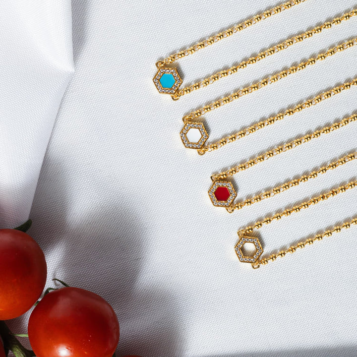 Deco Necklace in Gold With Pavé