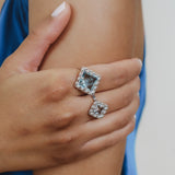 Quadra Ring in Silver with Blue Topaz, Small