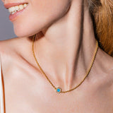 Deco Necklace in Gold With Blue, Turquoise & Pavé