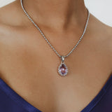 Drop Pendant in Silver with Amethyst, Large