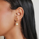 Gemma Earrings in Gold with White Agate